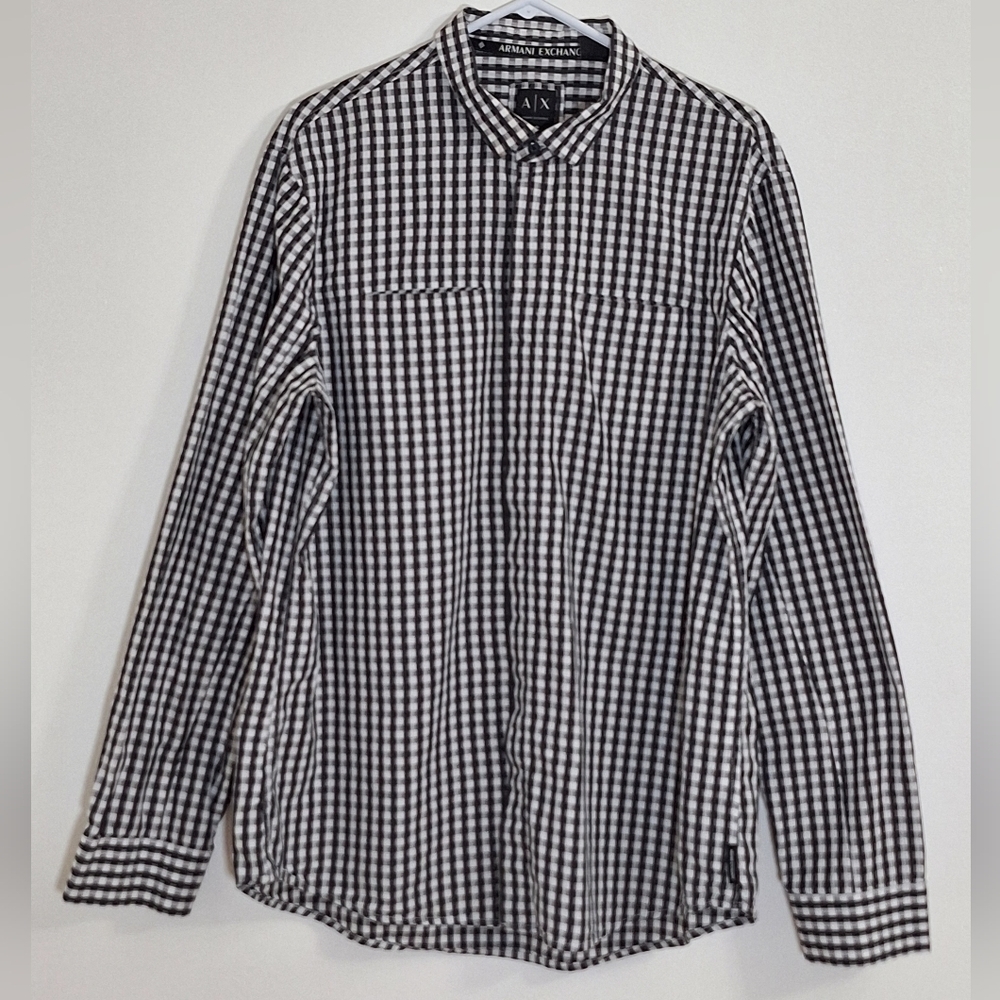 ARMANI EXCHANGE Monochrome Checkered Men's Shirt